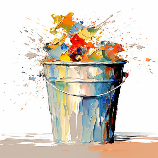 Bucket clipart in the style of Impressionistic Art, on white background