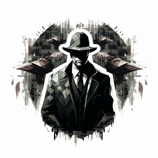 Security Clipart in Chiaroscuro Art Style, White Background