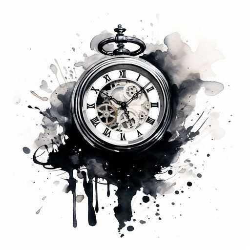 Modern watch and black and white tattoos