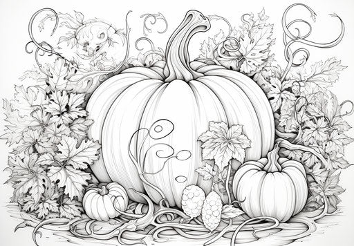 Coloring page inspired by a carved pumpkin