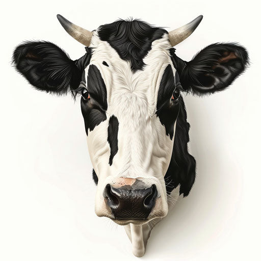 Realistic cow head clipart on white background