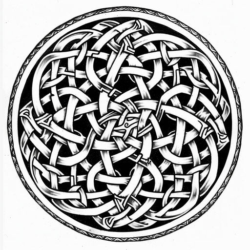 Detailed Celtic knot tattoo sketch of a circular design