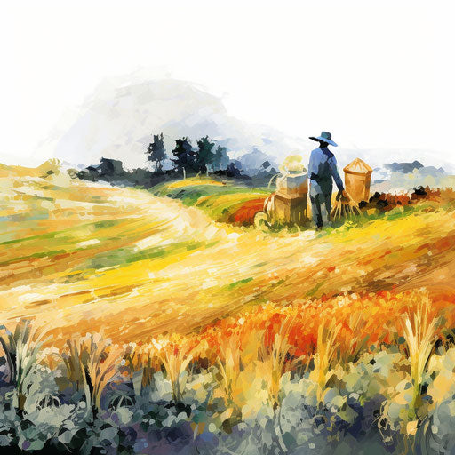 Agriculture clipart in Impressionistic Art style, on white background