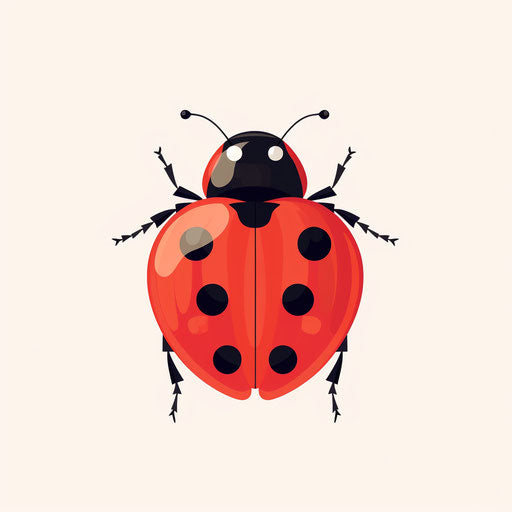 Ladybird in minimalist style, on white background