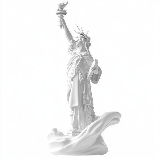 3D Statue of Liberty on flat white background
