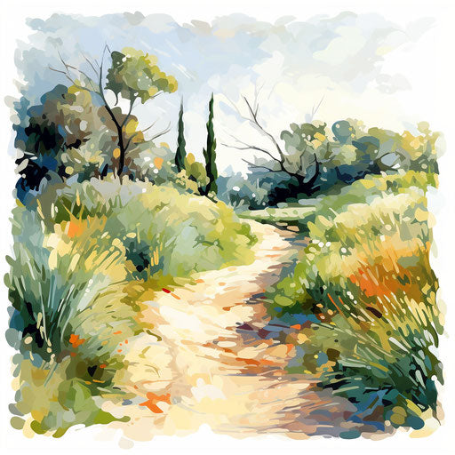 Path clipart in the style of Impressionistic Art, on a white background
