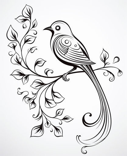 Elegant bird ink drawing on white background contemporary style
