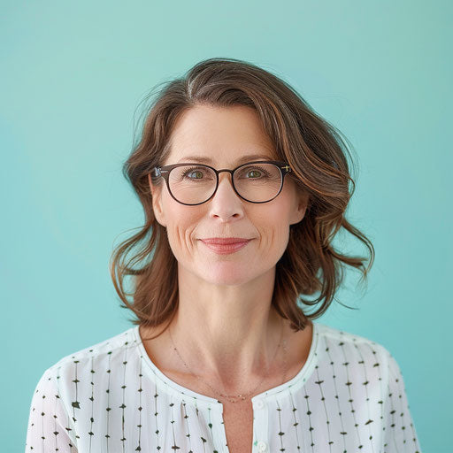 Realistic teacher clipart on flat serene aqua background