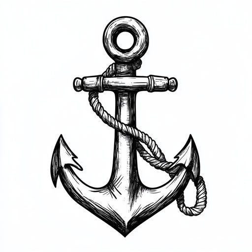 Minimalist anchor tattoo sketch for cool forearm art