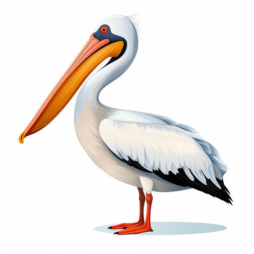 Minimalist pelican illustration on white background