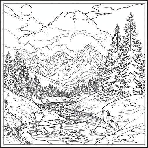 Mountain range under the sunset