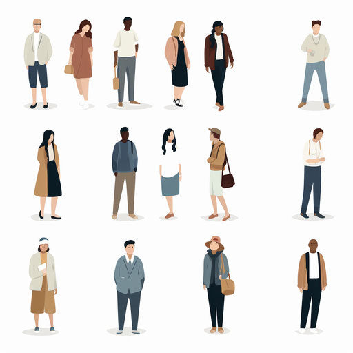 Minimalist style clipart of people, on white background