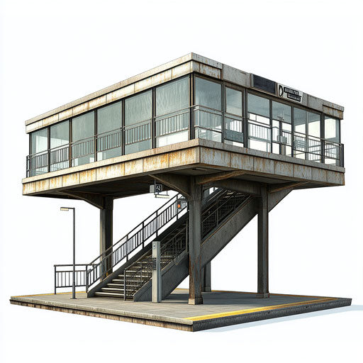 Realistic illustration of an elevated train station