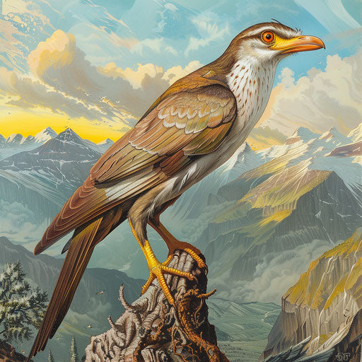 Intense gaze of a yellow billed cuckoo from a high vantage point