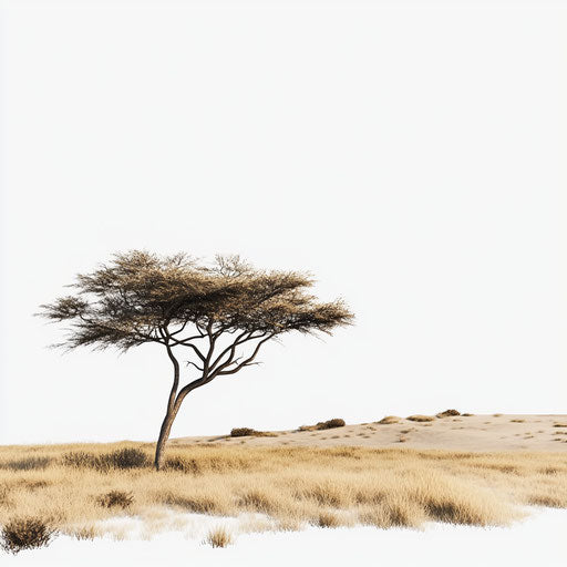 3D Savannah on flat white background, isolated clipart