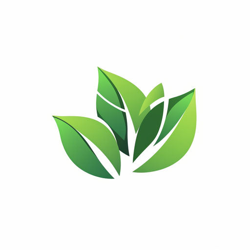 Eco-friendly company logo with leaf motifs and green tones on clean white background