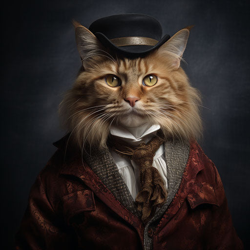 Manx cat dressed as a man