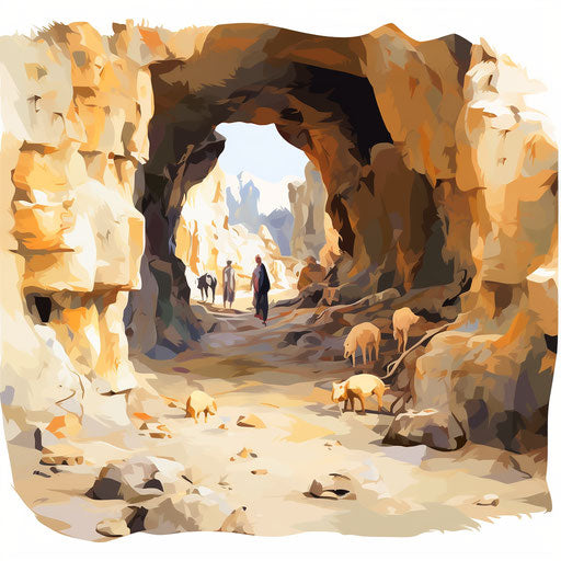 Cave clipart in the style of Impressionistic Art, on white background