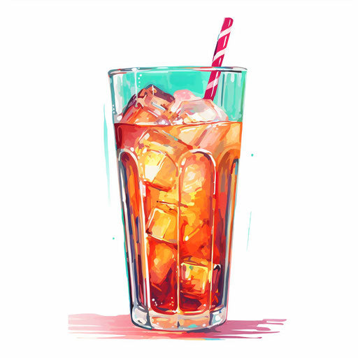 Soda clipart in the style of Impressionistic Art, on a white background
