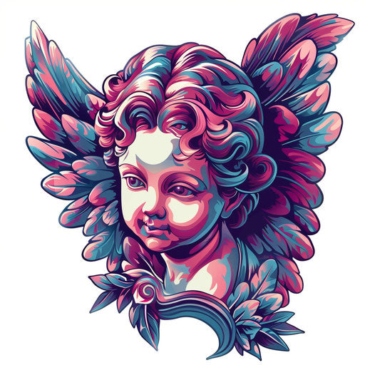Cherub tattoo design in digital art style