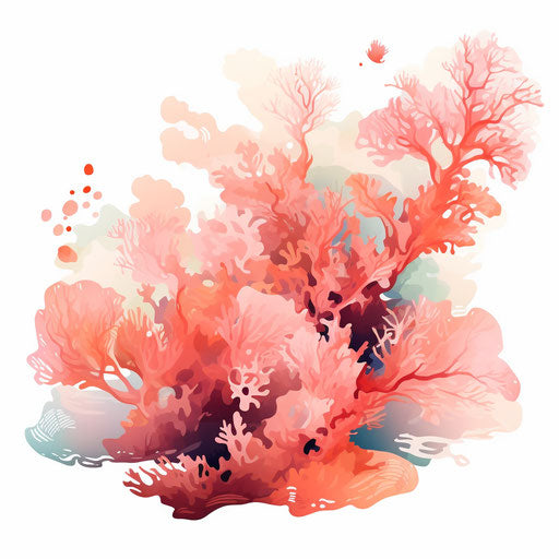 Coral clipart in the style of Impressionistic Art, on white background