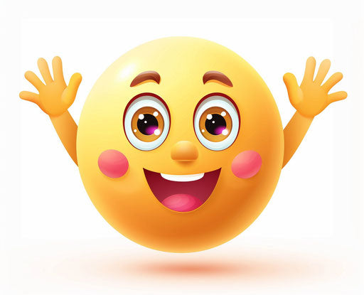 Cute Happy Female Smiley Face Waving, Clipart on White Background