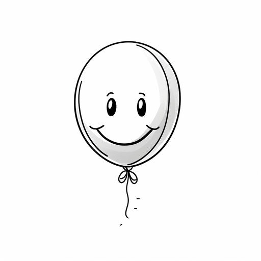 Balloon slice with smile, simplified line work style
