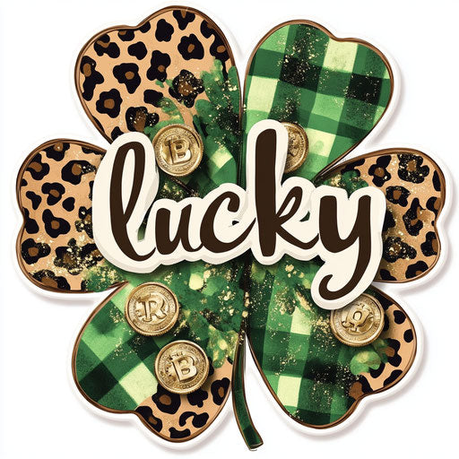 Lucky shamrock with Irish patterns and green plaid fabric