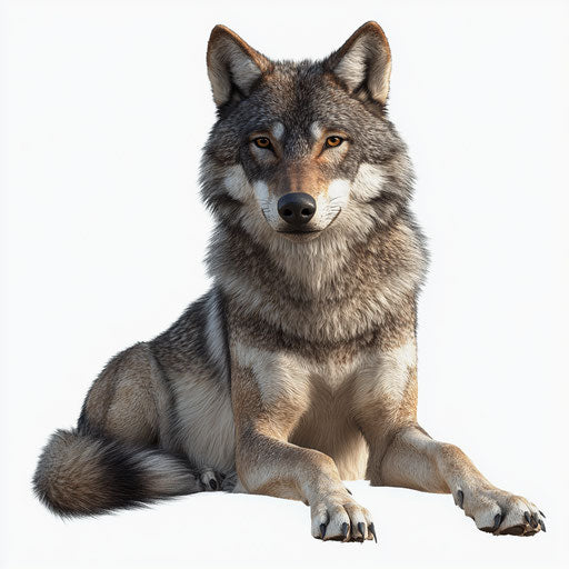 3D wolf on flat white background, isolated clipart