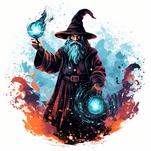 Magical clipart in the style of Chiaroscuro Art, on white background