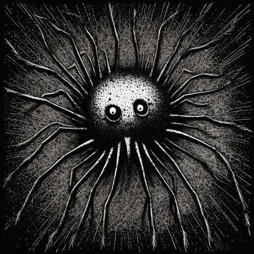 The nymphanomachia or black widow spider ink stamp