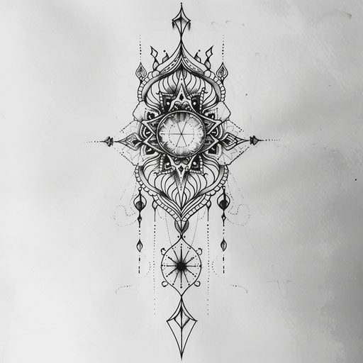 Geometric lace tattoo sketch with intricate patterns