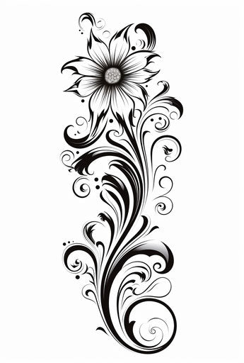 Indian flower with scrolls on white background