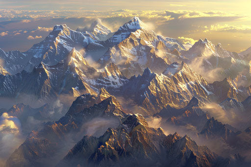 Snowcapped Himalayan peaks from above