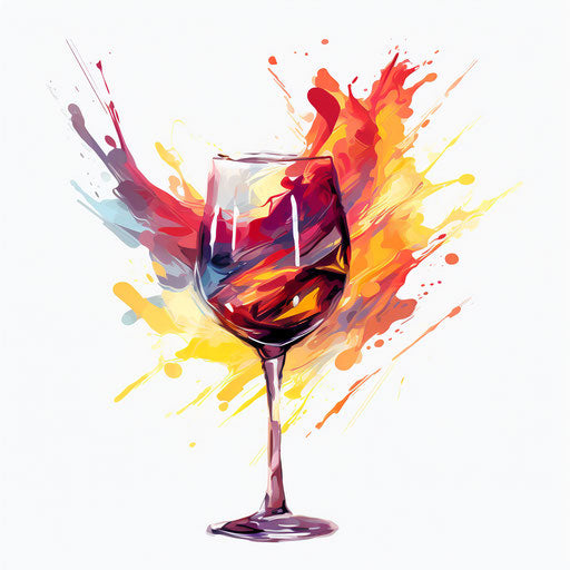 Wine glass clipart in the style of Impressionistic Art, on white background
