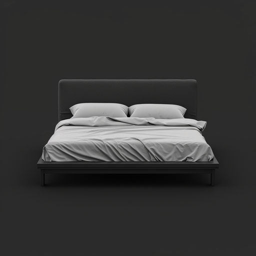 Bed clipart rendered in a realistic style on a flat, dark charcoal background, accentuating dramatic contrast and intricate detail