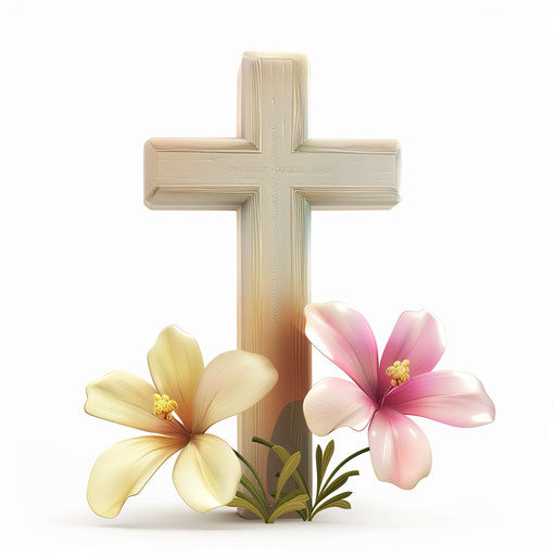 Realistic religious Easter clipart on flat white background
