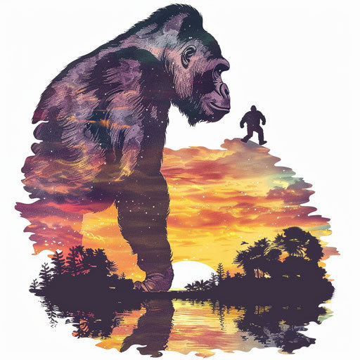 Gorilla at sunset, tattoo design