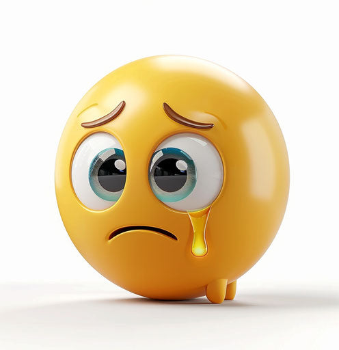 Crying emoji clipart, plain white background no shadow