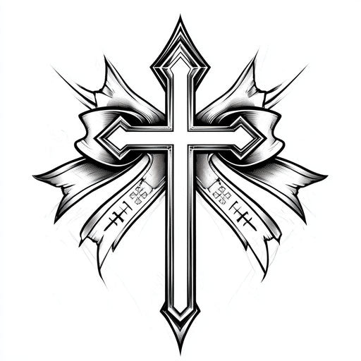 Simple cross with banner: cool small tattoos for men