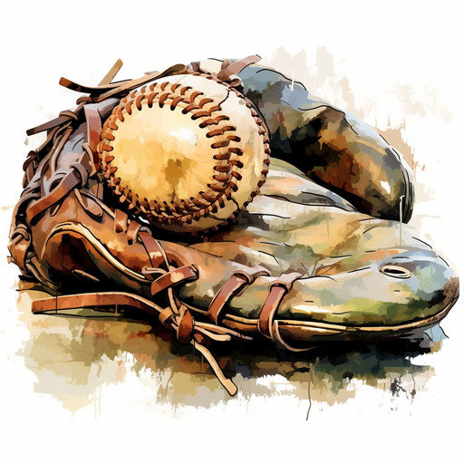 Baseball glove in Impressionistic Art style, white background