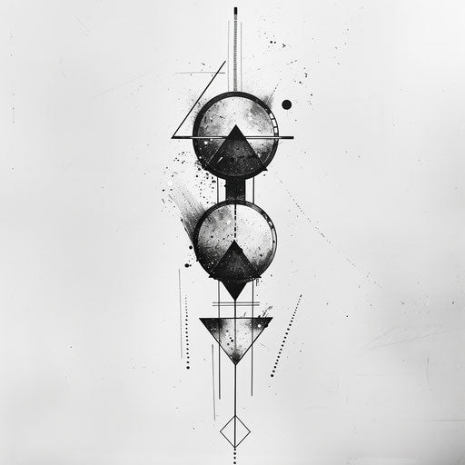 Reflective tattoo sketch of three dots in different geometric shapes