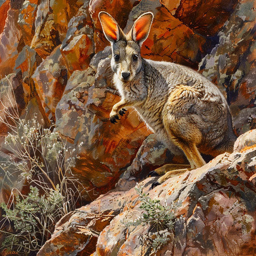 Yellow-footed Rock Wallaby under the harsh midday sun