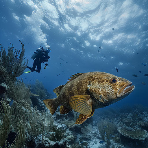 A Warsaw grouper in the calm waters of a marine protected area