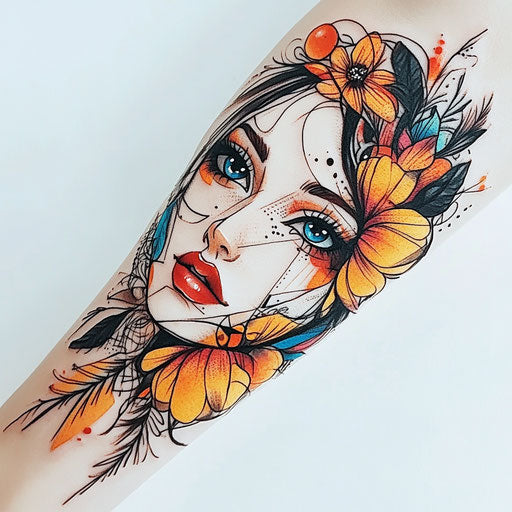 Flat tattoo sketch for female forearm tattoos