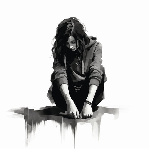 Depression illustration in the style of Chiaroscuro Art