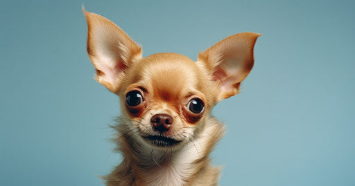 Chihuahua on blue background, Todd Hido style, strong face