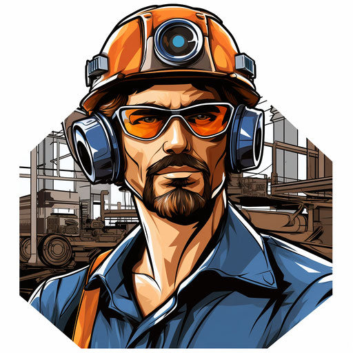 Engineer clipart in the style of Chiaroscuro Art, on a white background