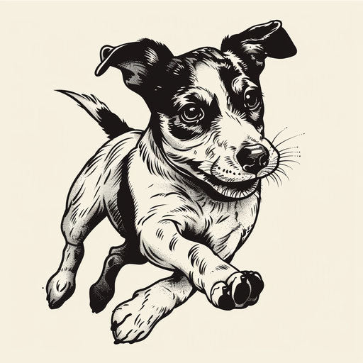 Energetic dog outline tattoo sketch