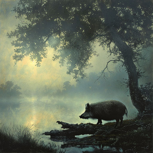 Wild boar in a tranquil morning scene
